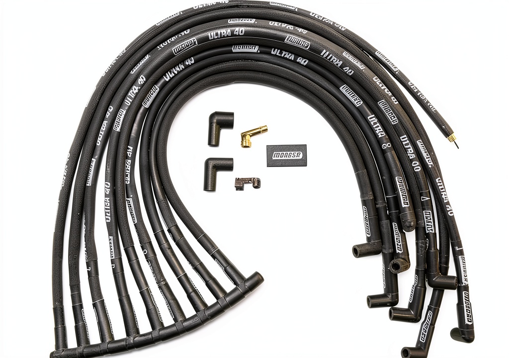 Moroso spark plug wire set installed on a vehicle engine