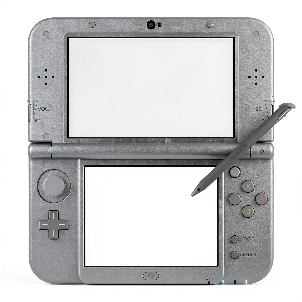 Unboxing Nintendo 3DS LL Japan Locked on a wooden desk with accessories