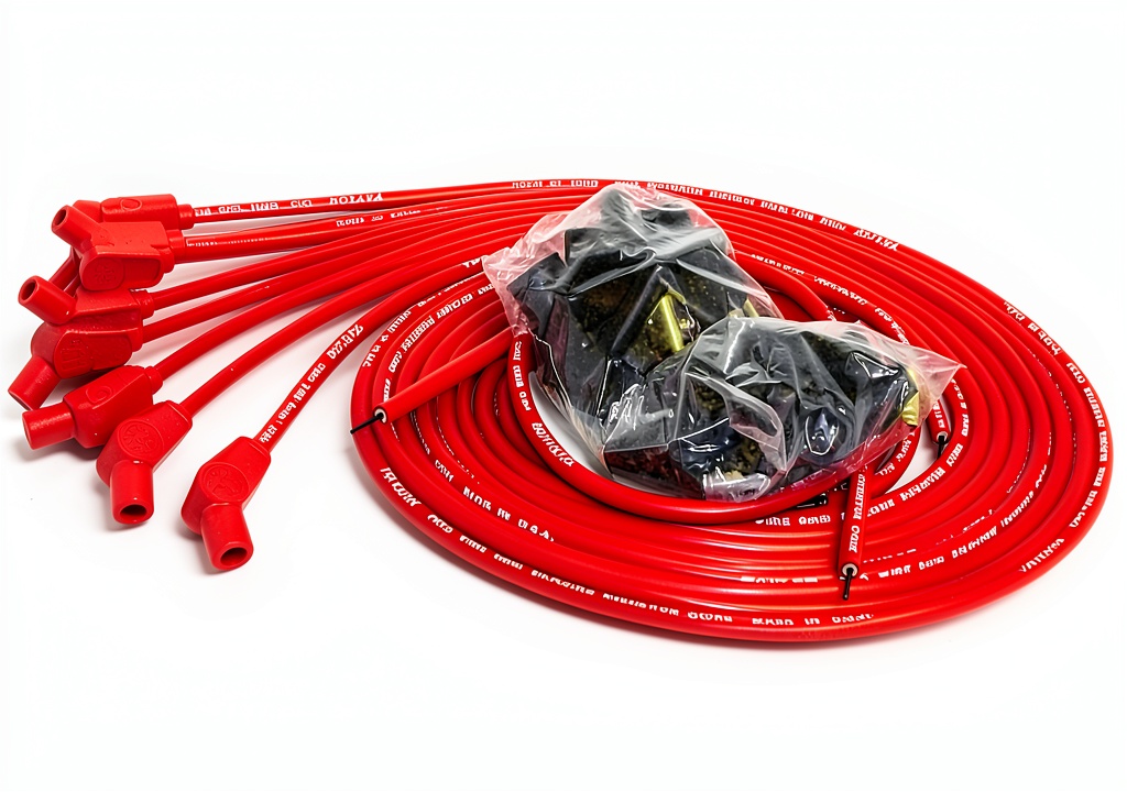 Taylor Cable red spark plug wire set installed in a V8 engine