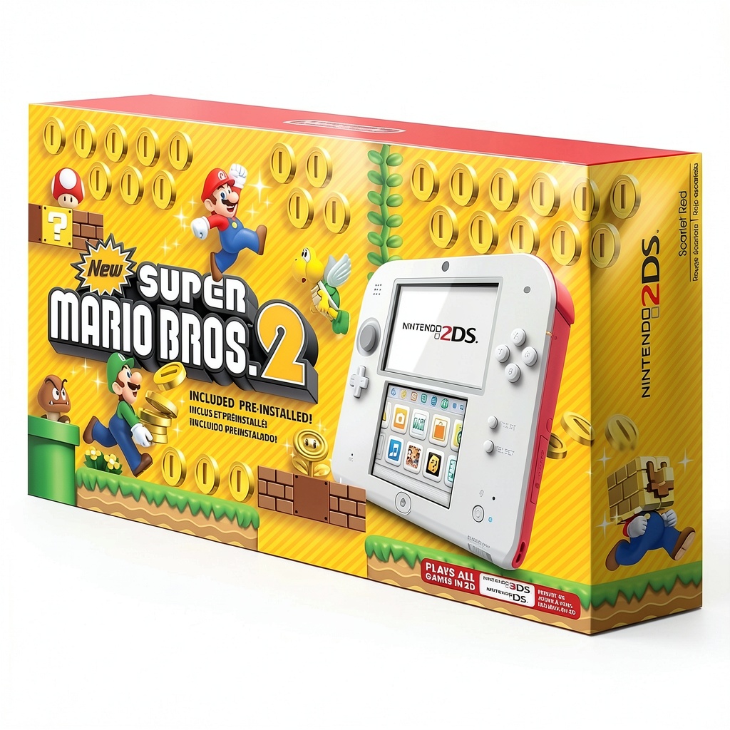 Nintendo 2DS handheld being used on a park bench