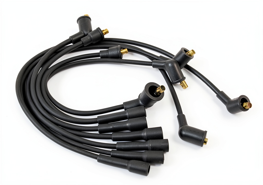 Pertronix 7mm spark plug wires installed on a performance engine, showing the stainless steel core and silicone jacket