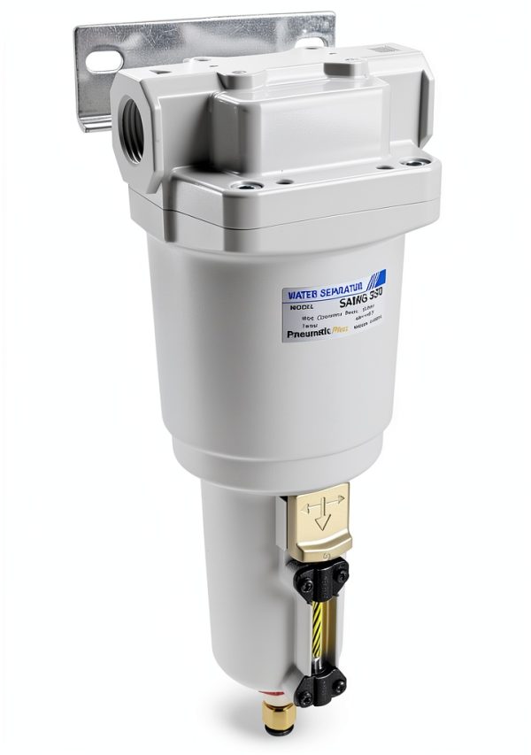 PneumaticPlus SAMG350-N04BD-MEP Air Drying Unit 1/2" NPT Water Separator, Metal Bowl Pipetype Sight Glass with N.C. internal Auto Drain, 52 SCFM, Bracket-0